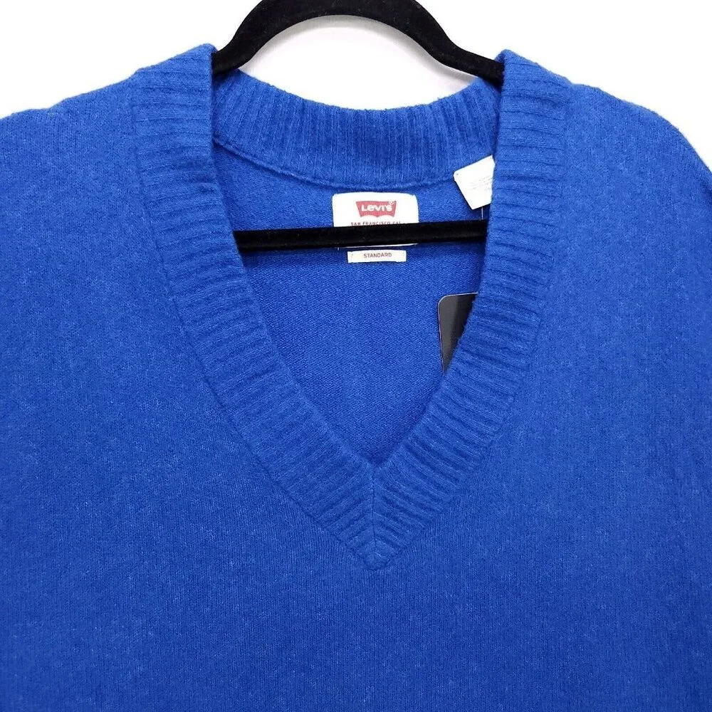 Levi's Sweater Vest Royal Blue Knit Pull Over Mens Large Cotton Vneck - Picture 5 of 13